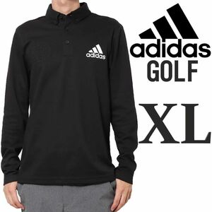 新品 黒 XL アディダス ゴルフ 長袖 ポロシャツ メンズ ゴルフウェア