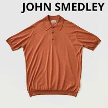 JOHN SMEDLEY ジョンスメドレー ウール コットン ニットポロ L オレンジ ハイゲージ ポロシャツ ニット セーター 毛 綿 半袖 国内正規_画像1