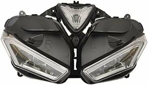 バイク用ヘッドライト ヤマハ アセンブリ カウル 電球なし プロジェクター式 レンズ For Yamaha YZF-R25/YZF-R3 2013-2018年 (LED)