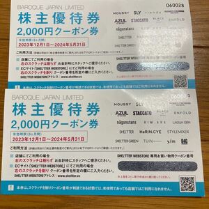 バロックジャパン 株主優待クーポン 2枚 送料無料