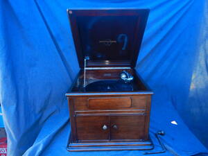  antique name machine ko rom Via highest grade Class desk gramophone NO.121 gramophone machine is Britain made .. body is domestic production. sound box NO.9 SP record operation goods 