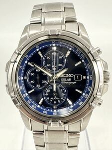 【5R64】1円スタート SEIKO SOLAR Chronograph / V172-0AJ0 セイコー ソーラー クロノグラフ 電波ソーラー デイト メンズ 腕時計