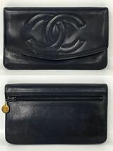 【4R20】1円スタート CHANEL / 4365184 シャネル ココマーク ラムスキン 二つ折り財布 ブラック 長財布 ブラック レディース 箱付き_画像2