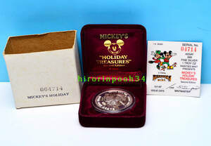 ディズニー　ミッキーマウス　ホリデー　treasures　１９８７年　シルバーコイン 純銀製　シリアルナンバー刻印