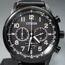 【エコドライブ クロノグラフ】CITIZEN シチズン Ref.B620-S117399 SS 革 純正ベルト＆バックル デイト メンズ「24026」_画像4