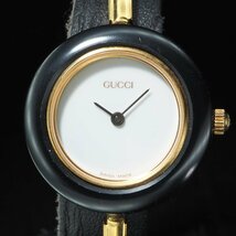 GUCCI グッチ チェンジベゼル 11/12.2 GP QZ USED品 稼働品 ブレスウォッチ 白 文字盤 ブランド レディース 腕時計「00000」_画像3