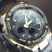 CASIO カシオ G-SHOCK GST GST-W100G SHOCKRESIST 黒×金色 アナデジ USED品 稼働品 箱 保 メンズ 腕時計 「24068」_画像3