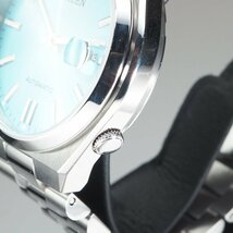 ◆未使用/超美品◆ CITIZEN シチズン 8210-S126967 自動巻き SS 水色 文字盤 箱 保 バーインデックス シンプル メンズ 腕時計 「24061」_画像4