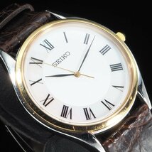 【電池交換済み】 SEIKO セイコー DOLCE ドルチェ 8J41-0AJ0 SS/革 QZ シェル 文字盤 ローマンダイアル メンズ 腕時計 「24085」_画像3