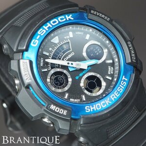 CASIO カシオ G-SHOCK AW-591 QZ クォーツ 樹脂 ラバー SHOCK RESIST アナデジ 黒 青 スポーティ メンズ ボーイズ 腕時計 「24067」