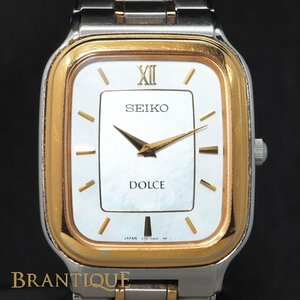 【バックルジャンク】SEIKO セイコー DOLCE ドルチェ V110-0AE0 GP SS ソーラー スクエア メンズ 腕時計 「22206」