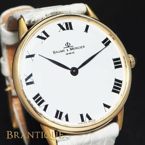 [ rare K18YG hand winding Rome n index ]BAUME&MERCIER Baum &merusi- hand winding original buckle Cal.1050 35110 men's wristwatch [23984]
