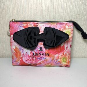 新品 未使用 ＬＡＮＶIＮ ランバン 花柄 ナイロン ポーチ リボン 化粧ポーチ メイクポーチ 小物入れ 高級 ブランド 有名 おすすめ 大人気 