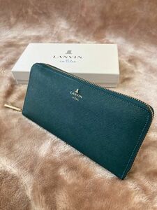 LANVIN en bleuランバンオンブルー大容量ファスナー付長財布小銭入れ有