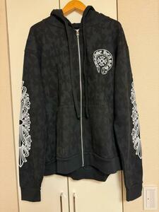 Chrome Hearts W/BLACK Cemetery Print Zip Hoodie Ｍ 稀少サイズ 新品 クロムハーツ セメタリー クロス ジップ フーディー パーカー 黒