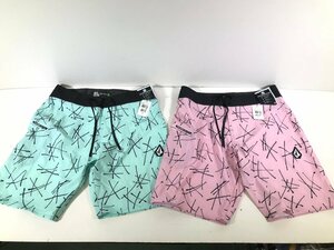 VOLCOM MOD-TECH ボルコム サーフパンツ 2枚セット ライトグリーン ピンク サイズ 30 ボードショーツ ハーフパンツ 水着 未使用