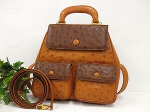 PARAPINIpala pini * Ostrich book@.... leather *2way rucksack backpack * brown group * super-beauty goods *bai color *N8006