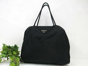 PRADA プラダ◆ナイロン◆トート バッグ◆ブラック SV金具◆美品◆三角ロゴプレート◆腕かけ◆肩掛け◆B5サイズ収納◆通勤通学◆N7979