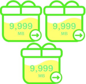 mineo バケットギフト 約10GBx3 = 約30GB （9999MB x 3 ）