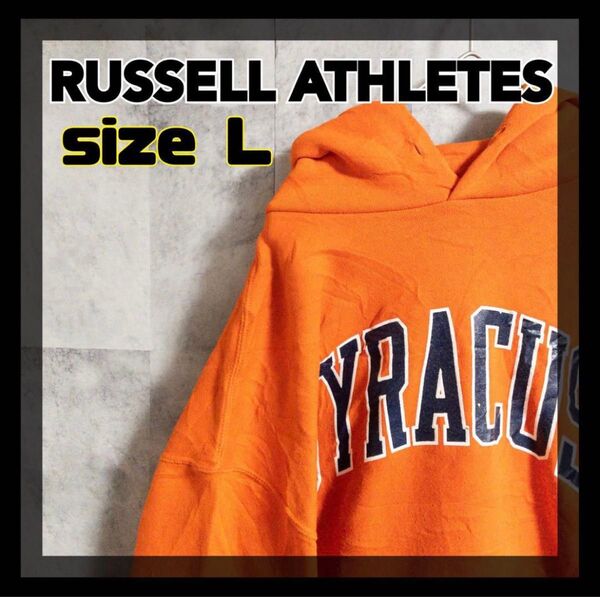 【美品】RUSSELL ATHLETIC オレンジ パーカー サイズL 90s