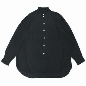 Yohji Yamamoto POUR HOMME ヨウジ ヤマモト プール オム オーバーサイズ スタンドカラー レーヨン シャツ M ブラック