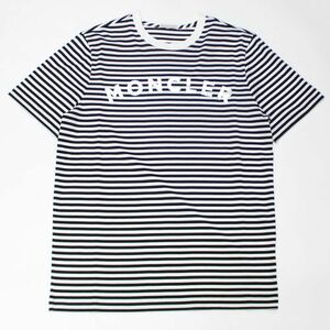 MONCLER モンクレール MAGLIA T-SHIRT ボーダー ロゴ Tシャツ S ホワイト ブラック