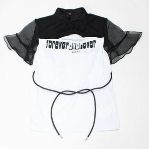 sacai サカイ 22SS Forever Top Tシャツ ドッキング 半袖ブラウス 1 ブラック×ホワイト