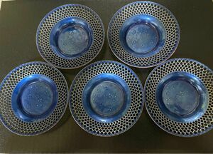 linden 茶托 七宝焼 金属工芸品 食器 5枚セット 梅 アンティーク