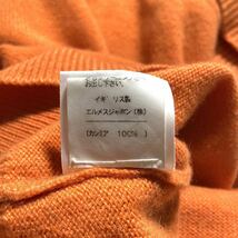 カシミヤ100% HERMES スコットランド製 ニットセーター エルメス オレンジ タートルネック 最高級 _画像6