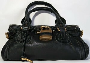 Chloe, パディントン, ハンドバック, ブラック, レザー,中古