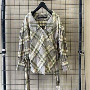 【muller of yoshiokubo/ミュラーオブヨシオクボ】Cotton×Linen Check Shirt size36 日本製 コットン×リネン チェック シャツ ブラウスの画像4