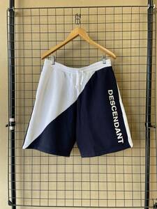 [DESCENDANT/tisen Dan to]FIN PE SWEAT SHORTS size3 NAVY×WHITE бренд Logo тренировочный шорты шорты сделано в Японии 