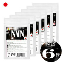 NMN サプリメント 20粒 6袋セット計120粒 日本製 国産ニコチンアミドモノヌクレオチド使用 1粒250mgあたりNMN50mg配合　1袋に1000mg配合_画像1