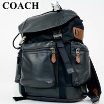 美品 A4収納可能 COACH コーチ テレイン リュック バッグパック デイパック ハンドバッグ ビジネスバッグ バック レザー 大容量 メンズ_画像1