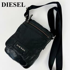 美品 ディーゼル DIESEL ショルダーバッグ オールレザー サコッシュ ボディバッグ 斜め掛け可能 バック カバン 鞄 ポシェット メンズ