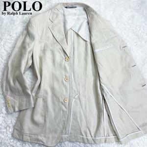  превосходный товар linenPOLO Ralph Lauren Polo Ralph Lauren tailored jacket лен XL LL соответствует большой размер весна лето бизнес ходить на работу бежевый 
