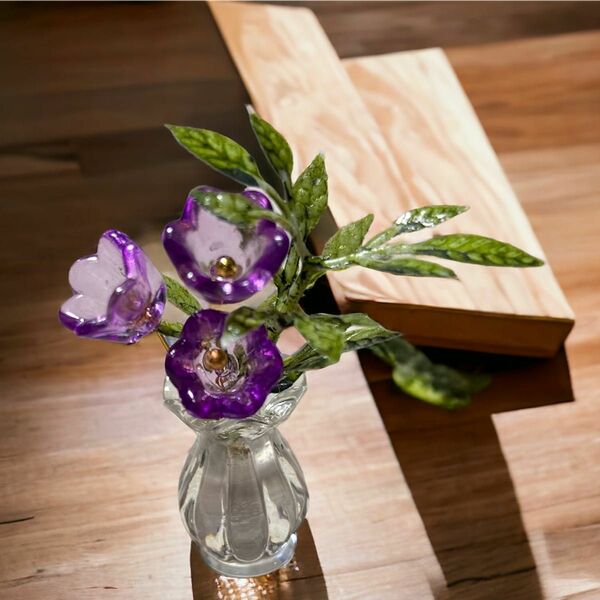ミニチュアフラワー　ミニチュアフラワーベース　ドール用　インテリア　ディスプレイ　推し部屋　紫のお花　ハンドメイド