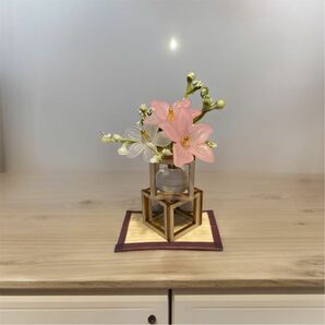 ミニチュア木製フラワースタンド　花瓶　インテリア　ミニチュアフラワー　ドール用　ディスプレイ　ハンドメイド