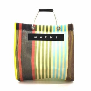 MARNI flower cafe Marni цветок Cafe полоса сумка ручная сумочка большая сумка нейлон кожа многоцветный управление RY24001862