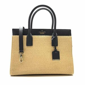 Kate spade ケイトスペード PXRU7528 かごバッグ ストロー ファスナー開閉 トート ハンドバッグ ショルダーバッグ かばん 管理RY24002047