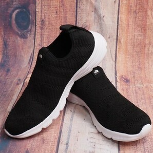 新品正規 ノースフェイス 海外限定 軽量 メッシュニット FLEX KNIT SLIP-ON スニーカー 26.5cm ブラック(BLK) 直営店購入 ラストの画像3