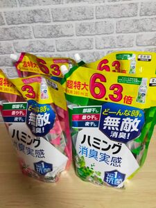 ハミング消臭実感柔軟剤 部屋干し/曇り干し/夜干しも無敵消臭 2000mlx4袋セット