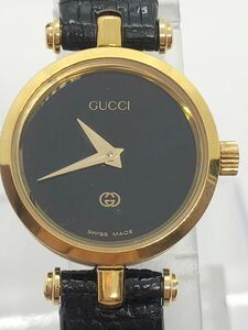 1円 GUCCI グッチ 腕時計 クオーツ 黒文字盤 ブラック文字盤 レディース