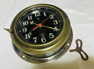 * super rare! rare goods! Japan navy boat clock Seikosha ship clock black face ship clock zen my Sakura . Mark hand winding wall clock Seiko antique 