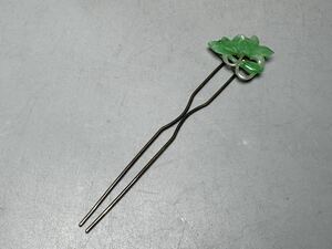 .. ornamental hairpin .K18 approximately 6.1g lotus flower sculpture hair ornament kimono small articles antique accessory jade engraving kimono small articles industrial arts antique old fine art old tool old .