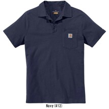 (SALE)Carhartt(カーハート)ポロシャツ 半袖 速乾 スポーツ 無地 ポケット メンズ 103569 Navy(412) M ca32-103569-412-m★4_画像1