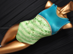 L1215-10*Alphafactor Alpha fakta- bell bed switch tanker type gymnastics Leotard green pattern CLA degree 