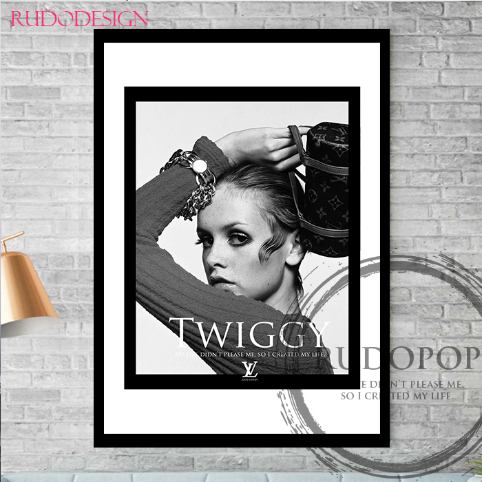 A3 size framed [Twiggy brand homage art poster Louis Vuitton] #2, Artwork, Painting, graphic