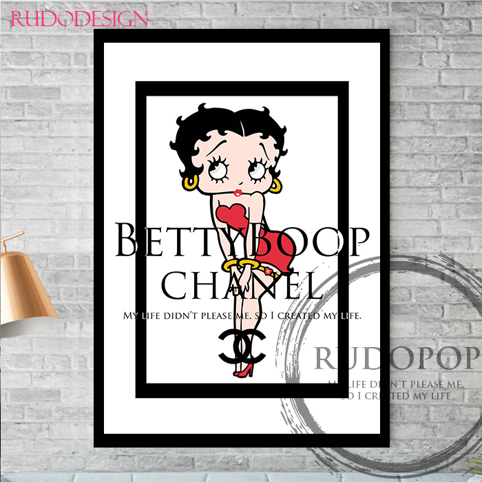 A3 尺寸裱框 [Betty Boop 品牌致敬艺术海报 Chanel] #1, 艺术品, 绘画, 形象的