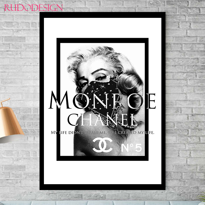 Taille A3 encadrée [Affiche d'art hommage à la marque Marilyn Monroe Chanel] #2, ouvrages d'art, peinture, graphique